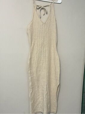 Le Lis Cream Crochet Knit Halter Top